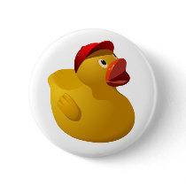 Rubber Ducky with baseball hat - pin buttons by TekArt Rubber Ducky with baseball hat - pin buttons