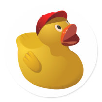 Rubber Ducky with baseball hat stickers