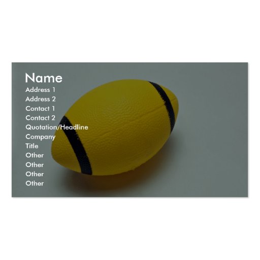 Rubber football business card (front side)