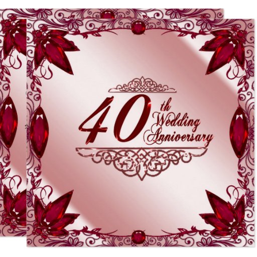 Ruby 40th Wedding Anniversary 5.25x5.25 Invitation Zazzle