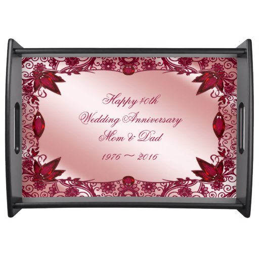 Ruby 40th Wedding Anniversary Serving Tray Zazzle