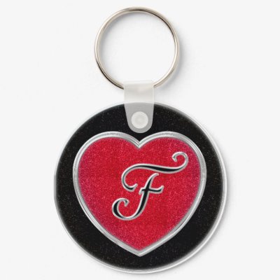 Ruby and Onyx Heart Monogrammed Keychain by CuteSmallThings