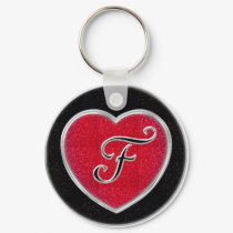Ruby and Onyx Heart Monogrammed Keychain by CuteSmallThings Ruby and Onyx Heart Monogrammed Keychain