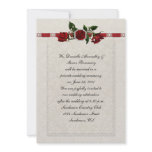 Ruby and Red Roses Ribbon Post Wedding Personalized Invites