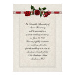 Ruby and Red Roses Ribbon Post Wedding Personalized Invites