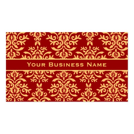 Ruby Black and Gold Elegant Baroque Damask Business Card Templates (back side)