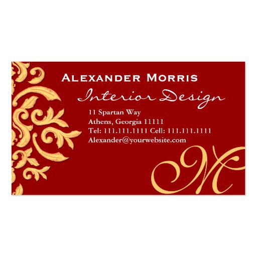 Ruby Black and Gold Elegant Baroque Damask Business Card Templates