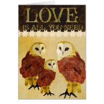 Ruby & Gold Owls  Love Is All You Need Card cards