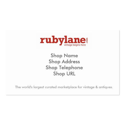 Ruby Lane Custom Business Card (back side)