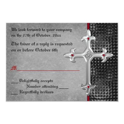 Ruby Medieval Celtic Cross RSVP Card