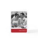 Ruby red block round corner modern photo thank you card