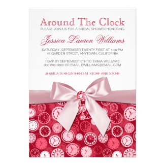 Ruby Red Bridal Shower Theme Around The Clock Cards