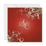 Ruby Red + cream swirls  Wedding Invitations