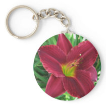 Ruby Red Daylily Keychain