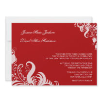 Ruby Red Floral Accent Wedding Invitation