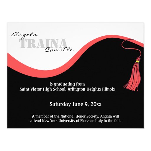 Ruby Red Graduation Horizontal Photo Invitation