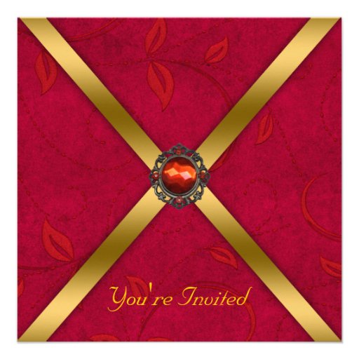Ruby Red Jeweled Party Invitation