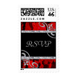 Ruby Red Roses & Diamond Swirls Wedding Stamps