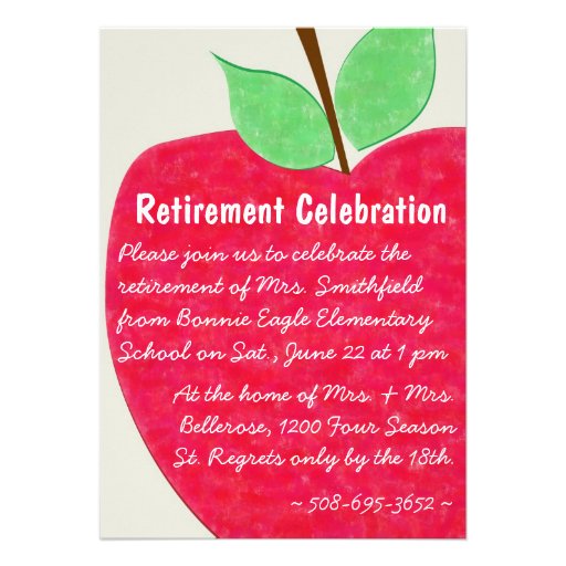 Ruby Red Teacher's Apple Retirement Invite