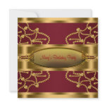 Ruby Red Wine Gold Burgundy Gold Birthday Party Personalized Invitation