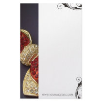 Ruby Rhinestone Bow Stationary Personalized Stationery