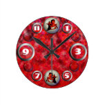 Ruby Seahorse Round Wall Clock