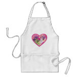 Ruby Throat Hummingbird Heart for Valentine's Day Aprons