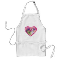 Ruby Throat Hummingbird Heart for Valentine's Day Aprons