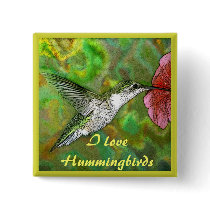 Ruby throated Hummingbird buttons