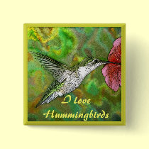 Ruby throated Hummingbird buttons