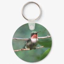 Ruby-throated Hummingbird Flutters Keychain
