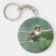 Ruby-throated Hummingbird Flutters Keychain