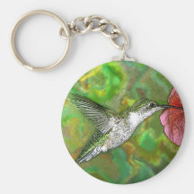 Ruby throated Hummingbird Keychain