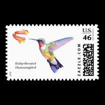 Ruby-throated Hummingbird stamps