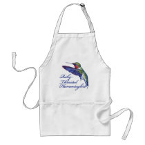 Ruby Throated Hummingbird Scripted aprons by tshirtdart Ruby Throated Hummingbird Scripted aprons