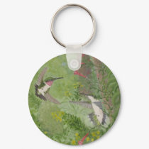 Ruby-throats in Fall Keychain