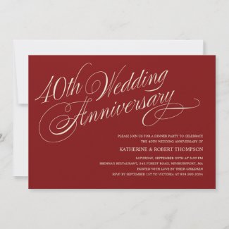 Ruby Wedding Anniversary Invitations zazzle_invitation