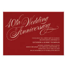 Ruby Wedding Anniversary Invitations