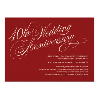 Ruby Wedding Anniversary Invitations