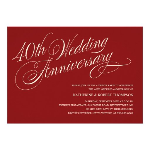 Ruby Wedding Anniversary Invitations (front side)
