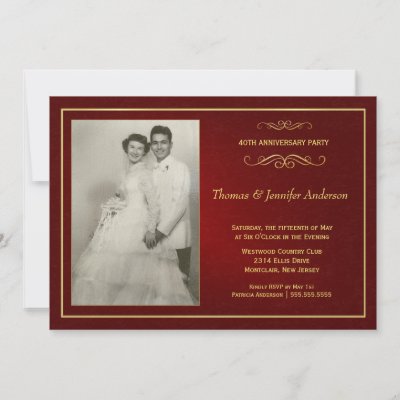 Ruby Wedding Anniversary Invitations - 40th