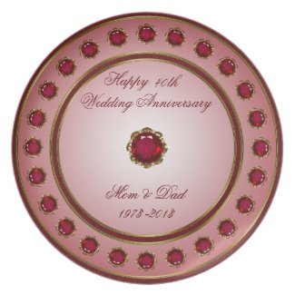 Ruby Wedding Anniversary Plate