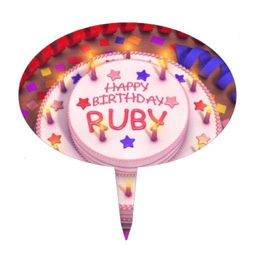 Ruby s Birthday Cake Cake Pick Zazzle