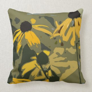 Rudbeckia Floral Abstract Design Throw Pillow
