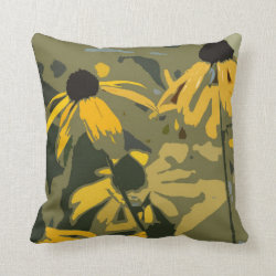 Rudbeckia Floral Abstract Design Throw Pillow