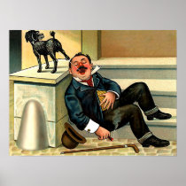 RUDE AWAKENING Vintage Dog Art Poster