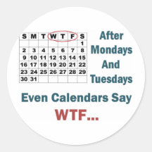 Rude Calendar Full Round Stickers