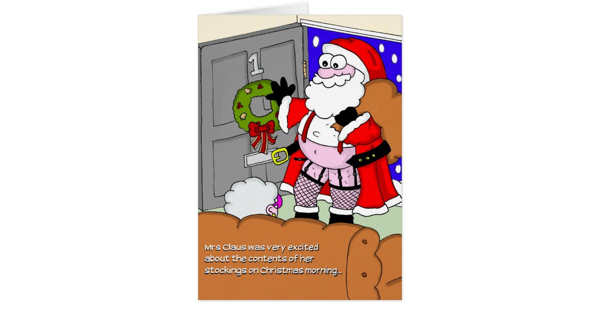 Rude Christmas Card Santa In Stockings Zazzle