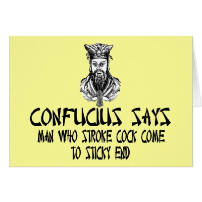 rude confucius greeting cards