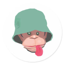 Rude Monkey Round Sticker